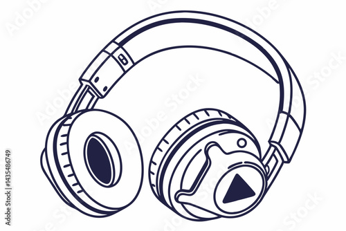 Clean Headphone With Podcast Play Button Icon