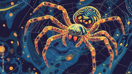 Colorful Spider Web Art.