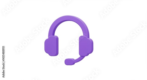 Purple headset icon, service symbol, 3D rendering on white.