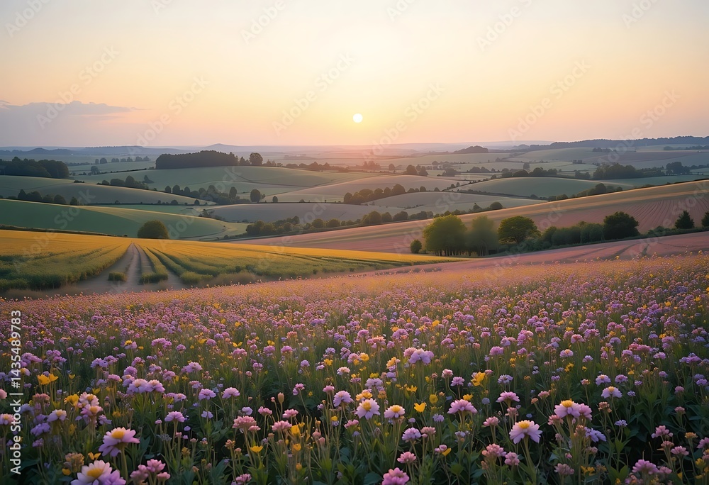 Obraz premium lavender field at sunset