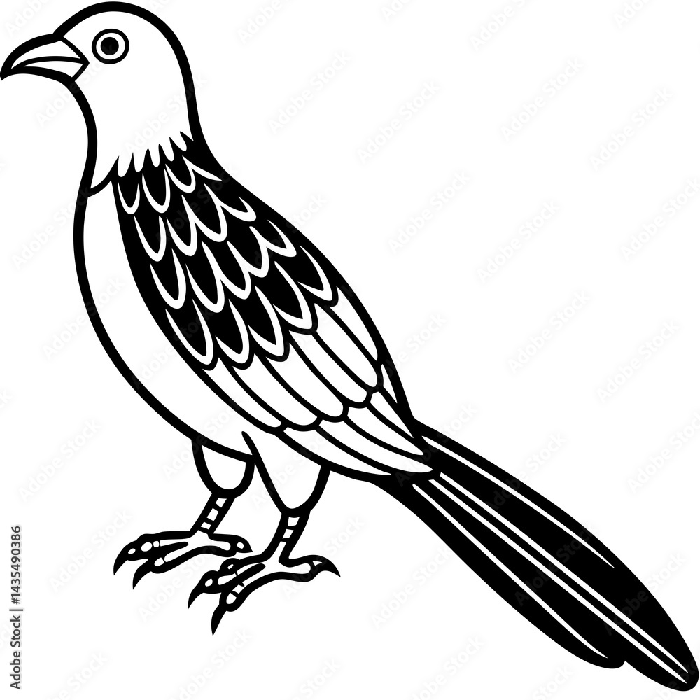 Fototapeta premium Minimal Asian Koel Vector on White