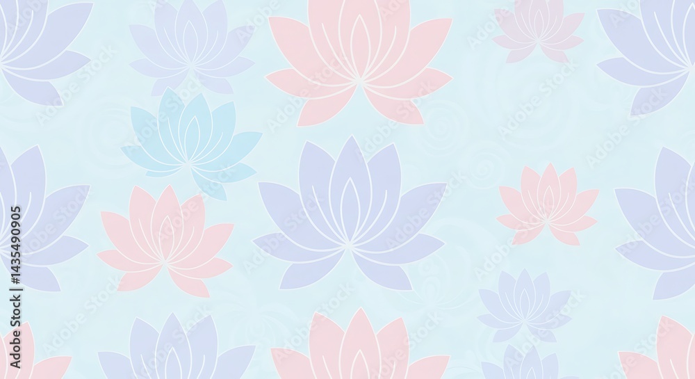 Pastel Lotus Flower Pattern Seamless Floral Design for Backgrounds and Prints Pastel Lotus Flower Pattern Seamless Floral Design for Backgrounds and Prints