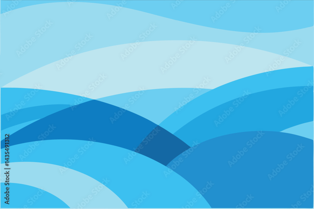 Fototapeta premium Abstract blue waves pattern. Flowing summer lake and beach wave lines in a seamless vector background with a vibrant, silky texture.