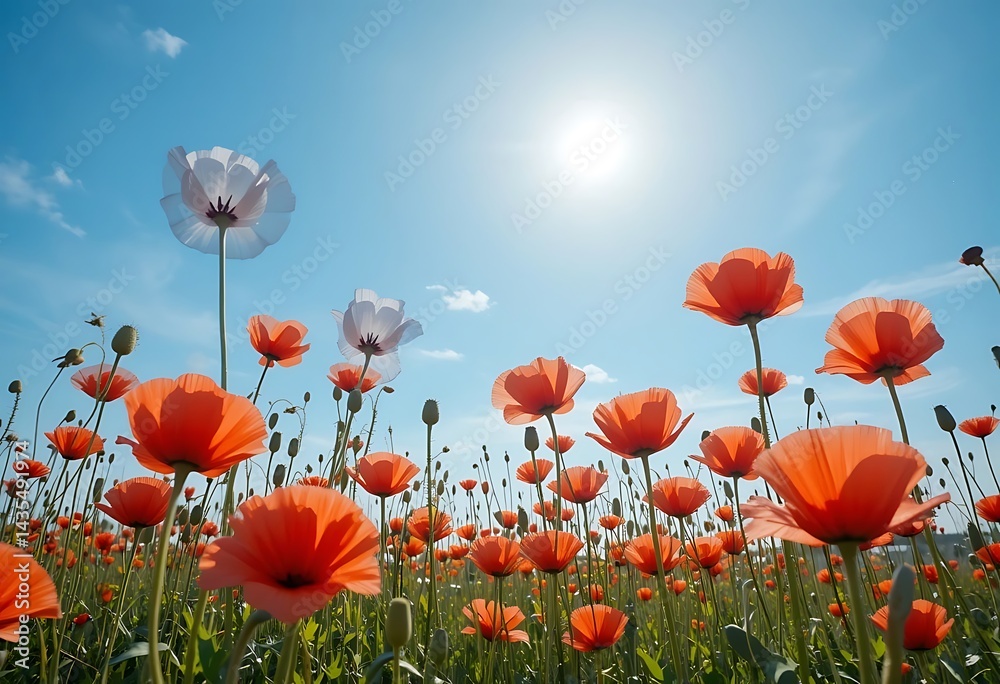 Obraz premium poppy field with blue sky