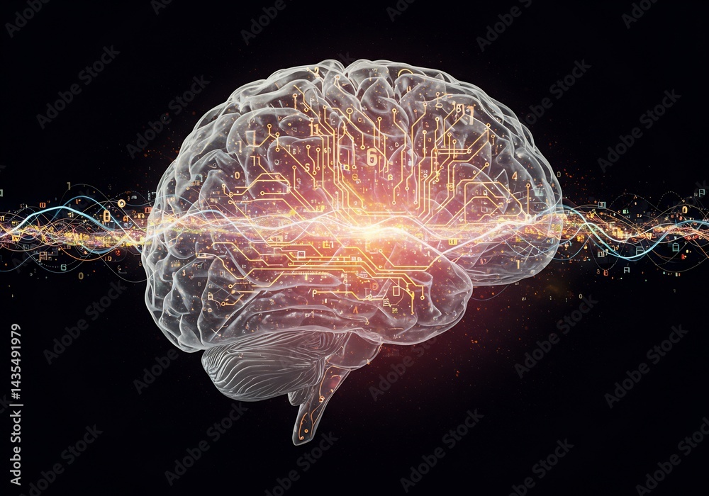 Obraz premium Human Brain Circuitry Digital Neural Network