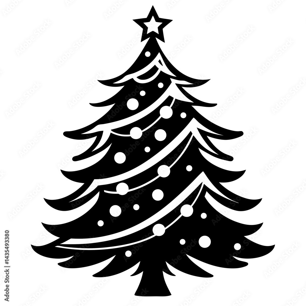 Obraz premium xmas tree silhouette vector on tranparent background