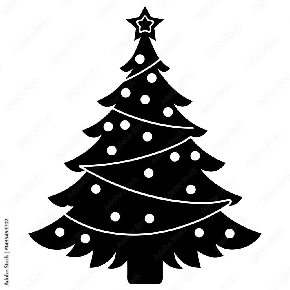 Fototapeta premium xmas tree silhouette vector on tranparent background