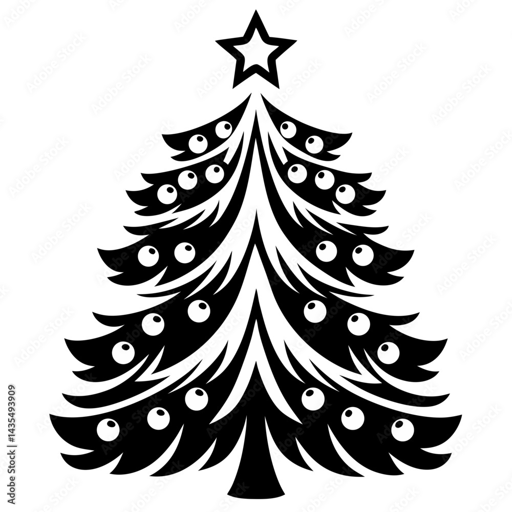 Fototapeta premium xmas tree silhouette vector on tranparent background