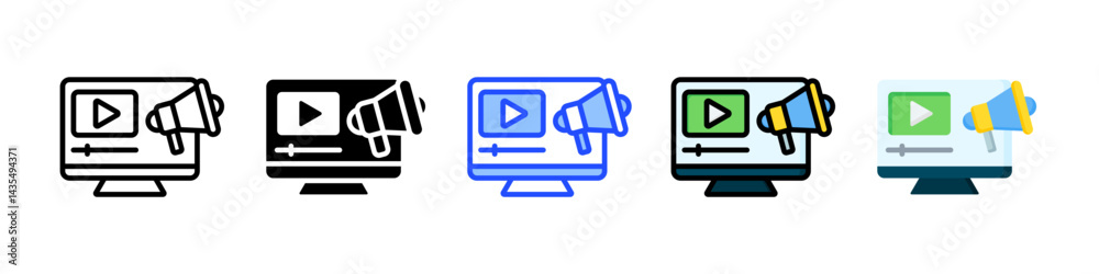 Video Marketing Icon Collection With Multiple Styles Video Marketing Icon Collection With Multiple Styles