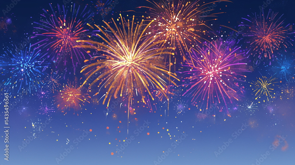 Naklejka premium 夜空に打ち上がる花火 generative ai