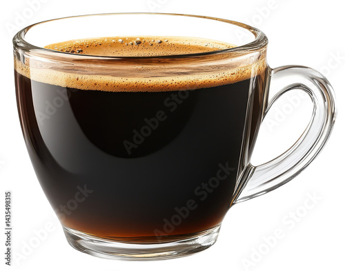 hot coffee in glass cup isolated on transparent background