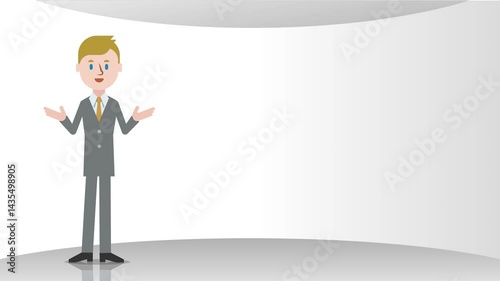 Animation of a businessman making a presentation (loop playable)