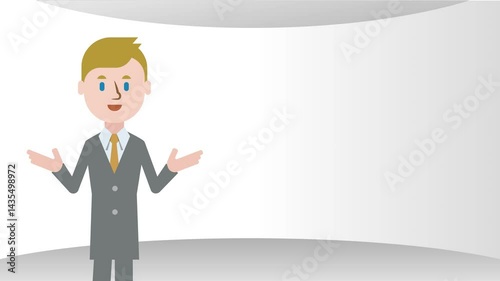 Animation of a businessman making a presentation (loop playable)