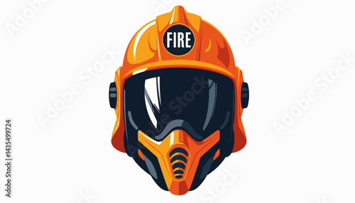 Futuristic firefighter helmet illustration on white background, innovation