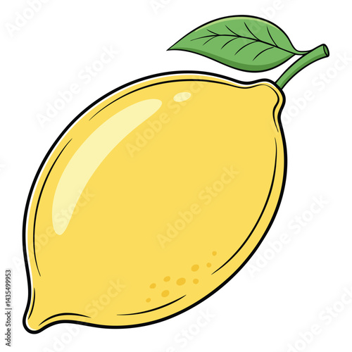 Vibrant cartoon lemon with leaf