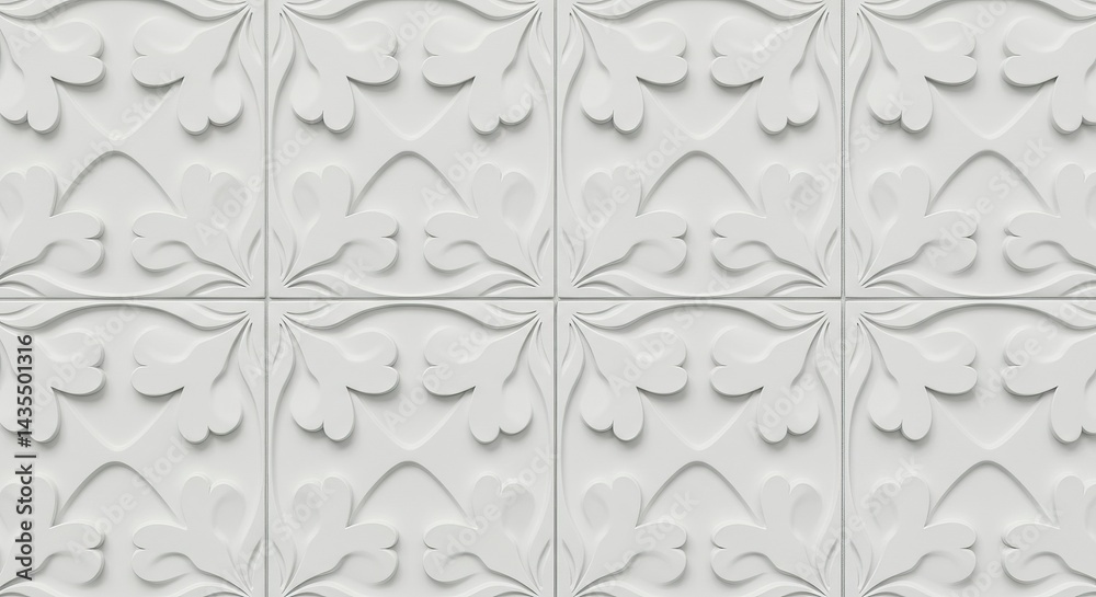 Fototapeta premium Elegant floral embossed pattern background for interior design and decoration