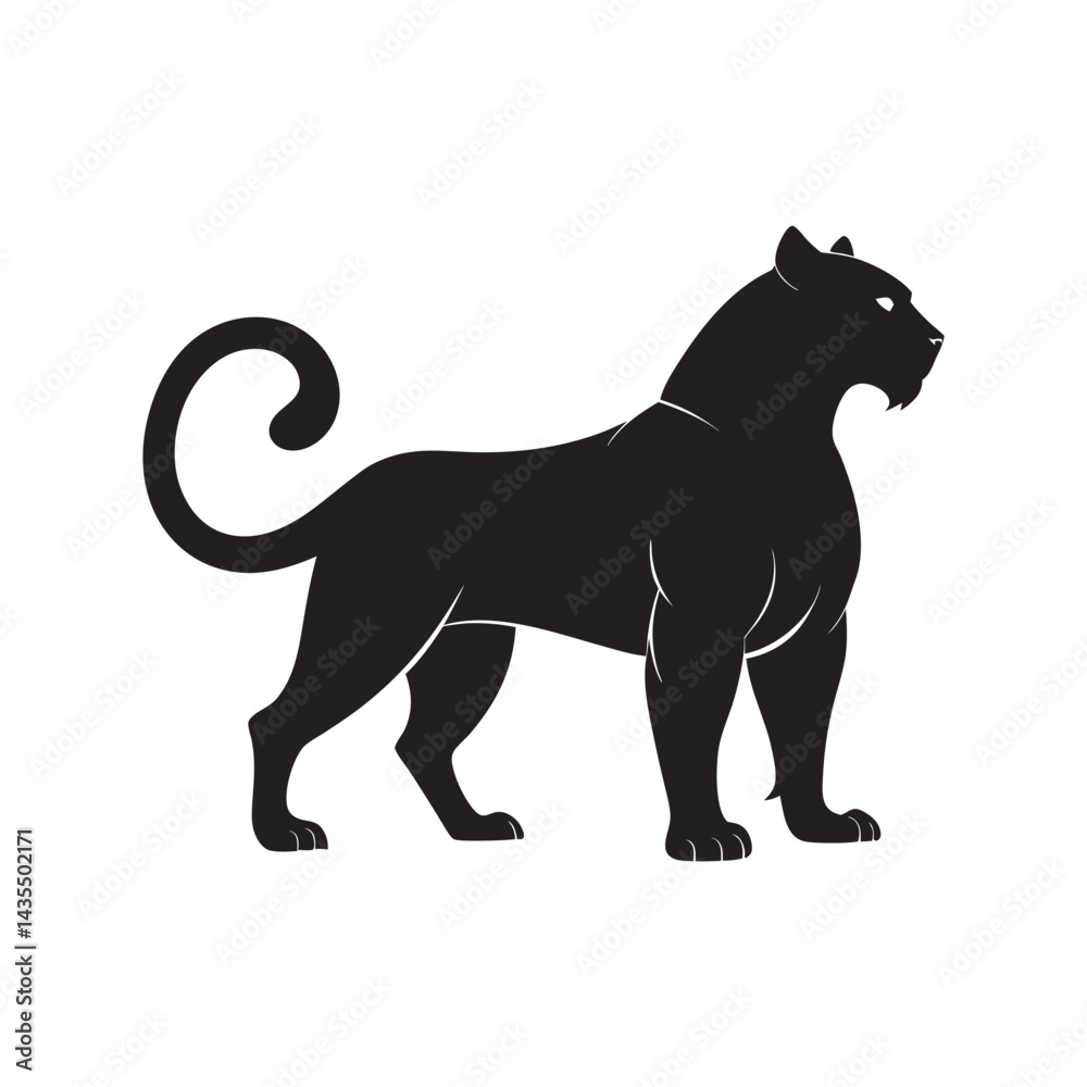 Obraz premium Alert Standing Panther Silhouette Vector