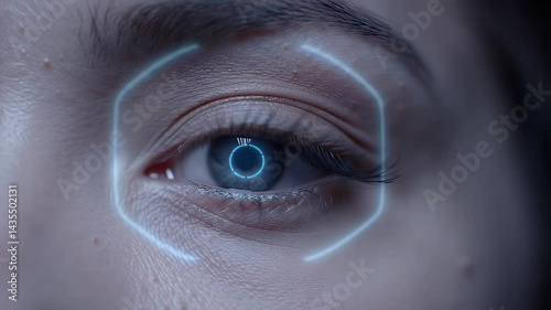 Examining Human Eye with Digital Interface Close Up