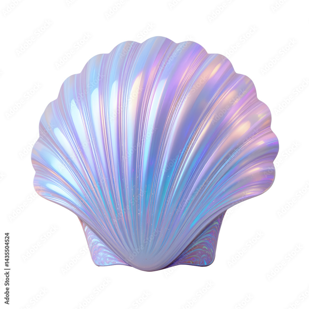 Fototapeta premium Iridescent seashell, pastel gradient isolated on pure white background.