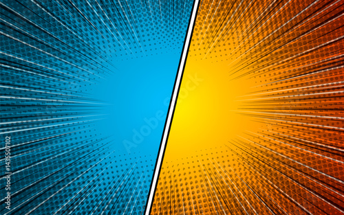 Versus on comic background for duel. Halftone comic design. Vector illustration background