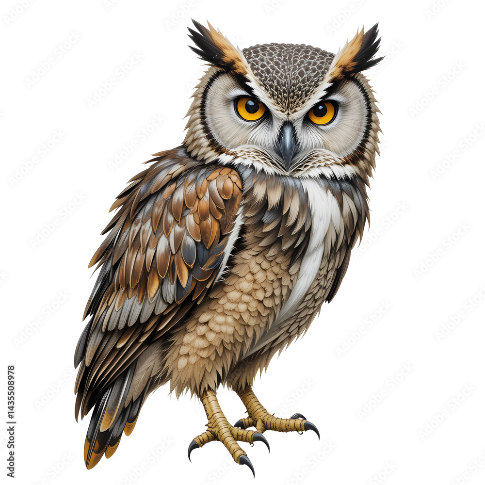 Obraz premium owl isolated on pure white background.