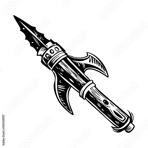 A vintage style illustration of a harpoon weapon