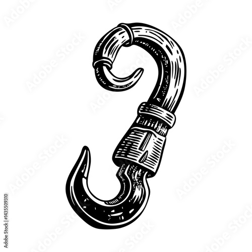 Pirate hook illustration in vintage style