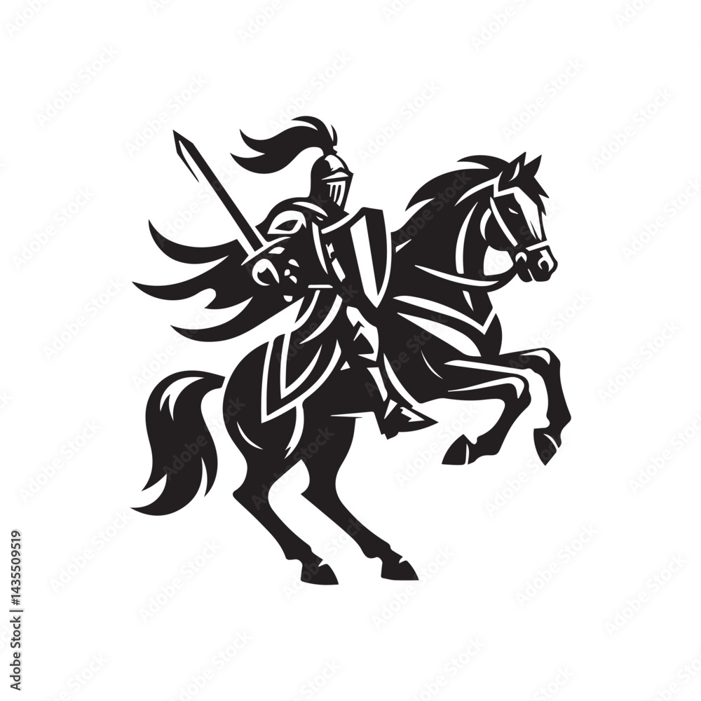 Obraz premium Heroic Knight Emblem with Sword and Shield