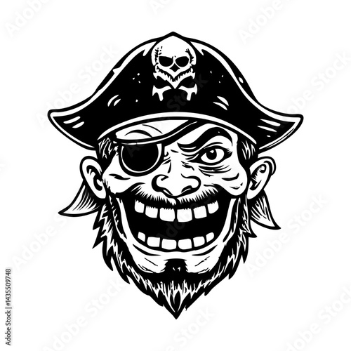 A vintage style illustration showing pirate smile