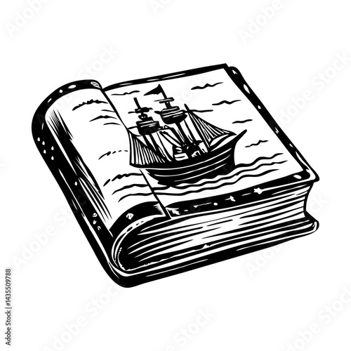 A vintage style illustration of a sailor book