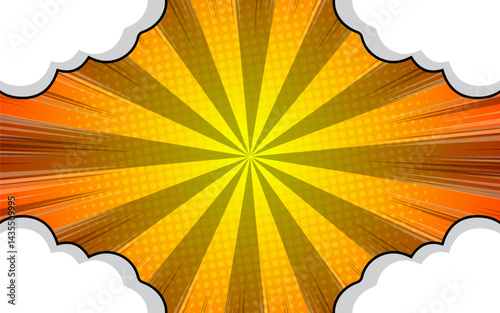 Comic background design with clouds