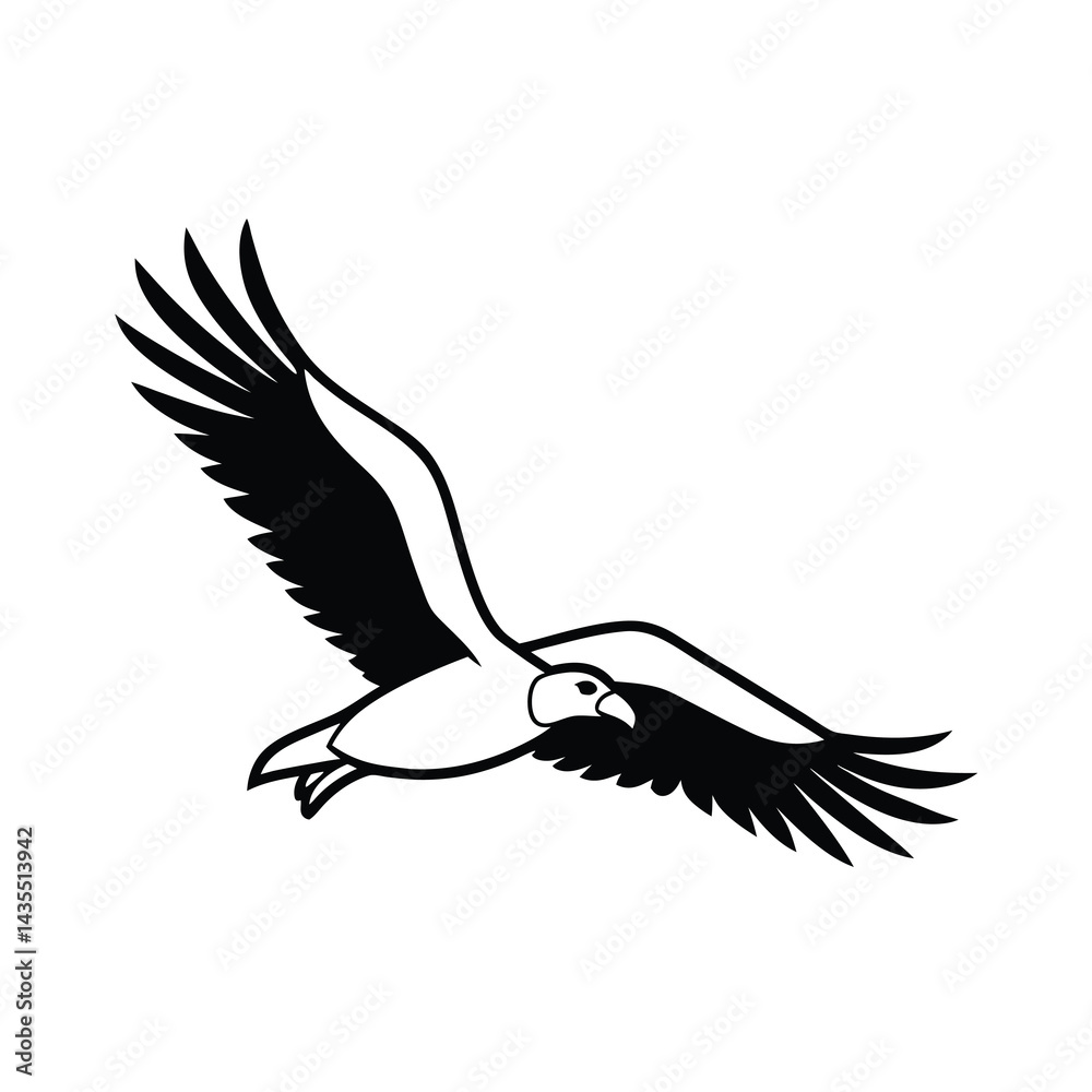Obraz premium Vulture in Mid Flight Vector Detailed Wing Design