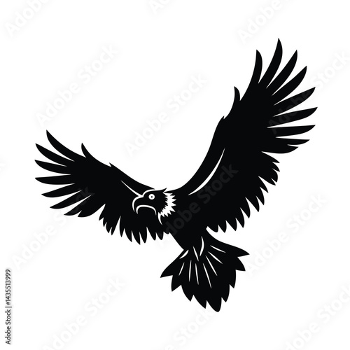 Vulture in Mid Flight Vector Detailed Wing Design