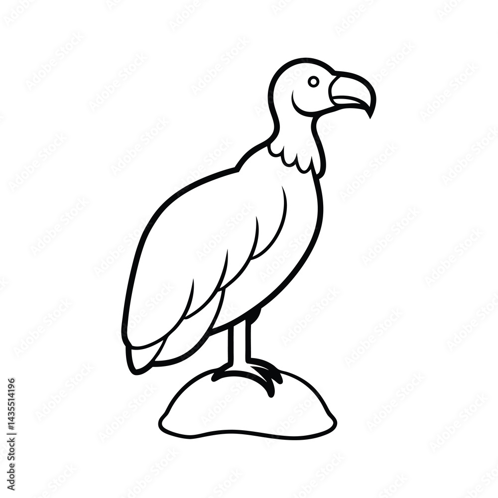Fototapeta premium Vulture Perched on a Rock Vector Icon Minimalist Design