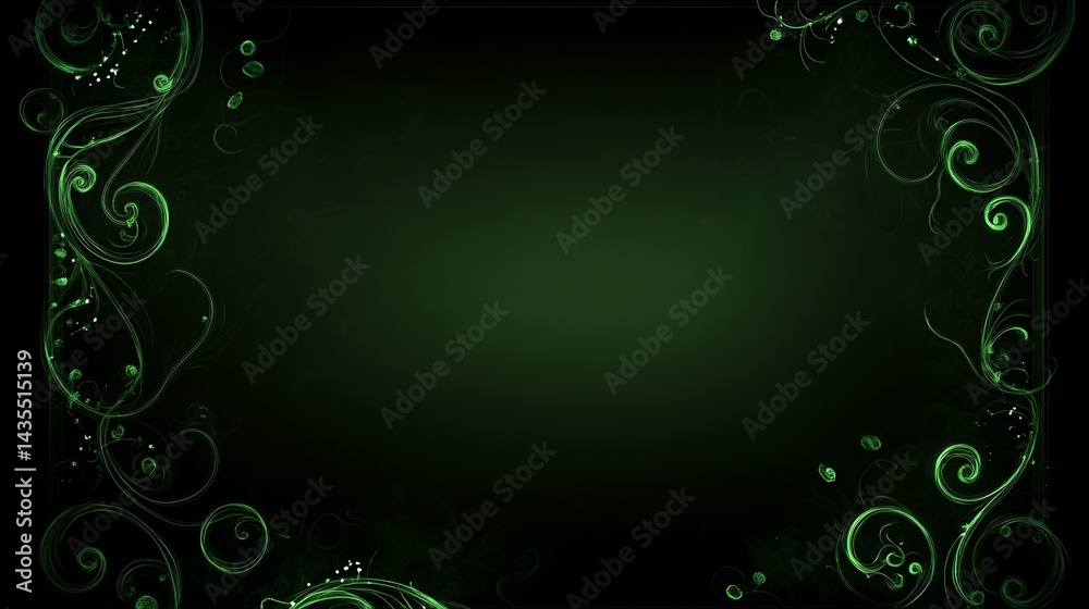 Green Floral Frame with Dark Background. Green Floral Frame with Dark Background.