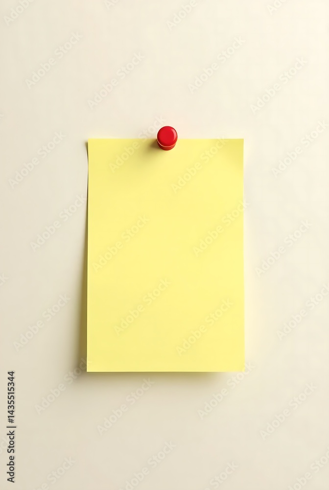Yellow sticky note with red pin mockup design Yellow sticky note with red pin mockup design