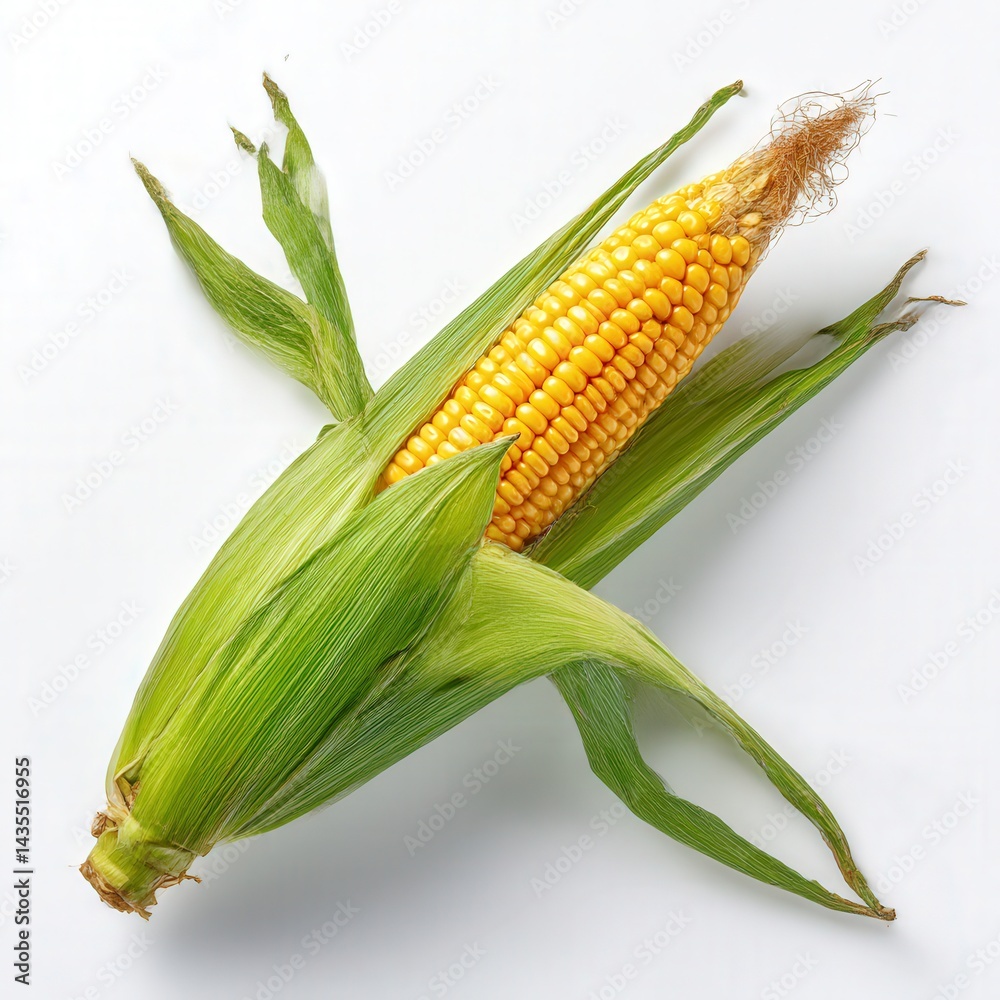 Fresh corn with husk still isolated on white background Fresh corn with husk still isolated on white background