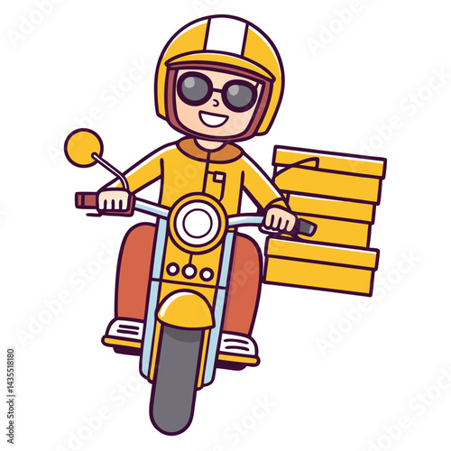 Delivery Person on Motorcycle with Pizza