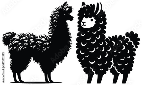fluffy llama silhouette vector 