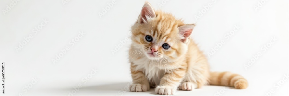 Toddler hugs fluffy kitten, pure white backdrop, charming, isolated Toddler hugs fluffy kitten, pure white backdrop, charming, isolated
