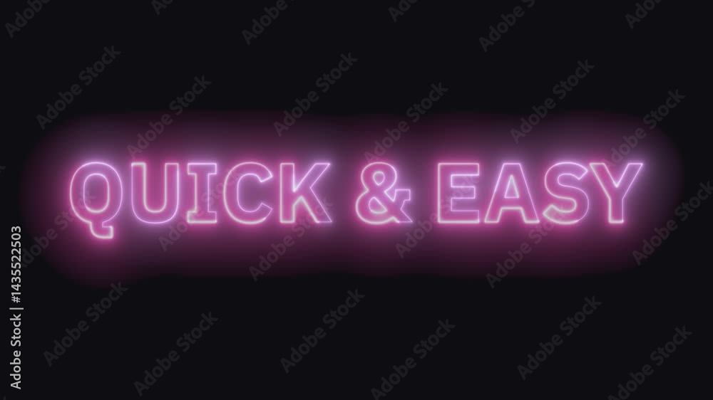 Quick & Easy Neon Text Seamless Loop 4K (Black Background) | Animated Promotional Typography for Video Editing