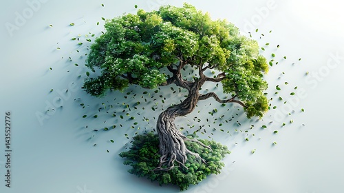 Green forest tree shedding softly high resolution image