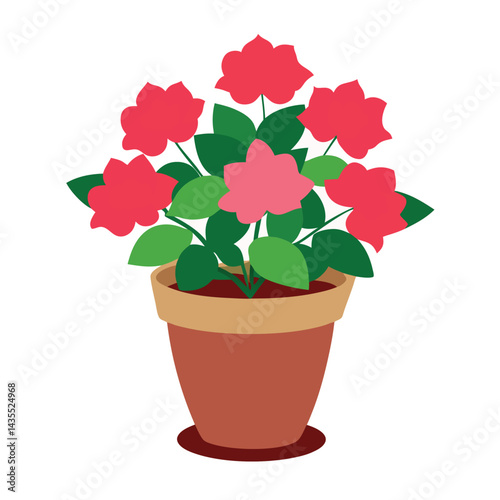 Create a azalea flowers plant with pot on white background 1.