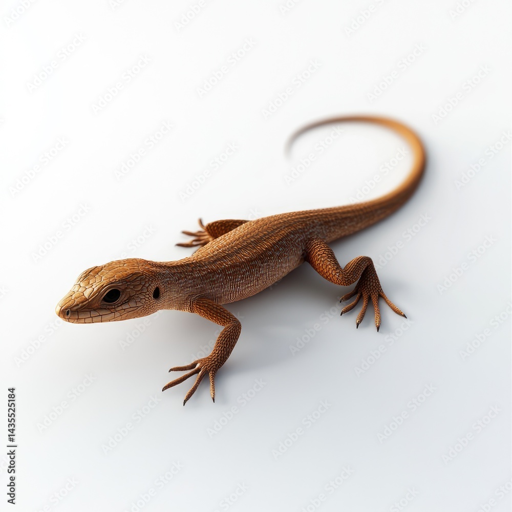 Fototapeta premium Close-up of butterfly agama lizard showing colorful skin and scales white background
