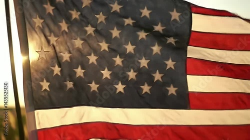 Flag Waving in Sunlight Patriotic Background