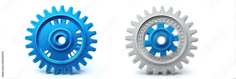 Obraz premium Beta Evaluation: Dual Blue Gears Representing Software Development and Technology Advancement