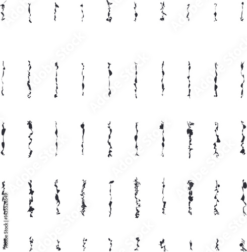 A set of different noisy spots or strokes in the form of vertical short lines.