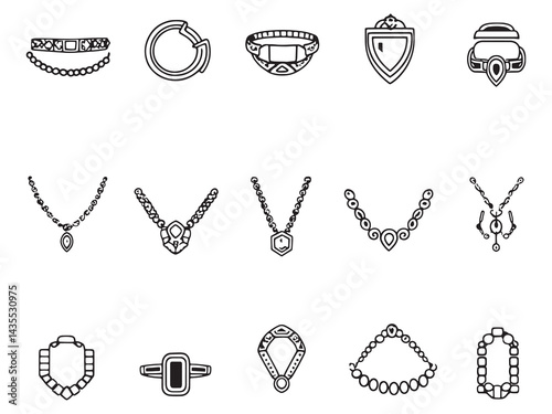 Custom Jewelry line art icon artistic outline sketch