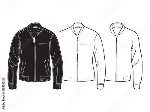 Custom Suede Jacket line art icon fashion illustration