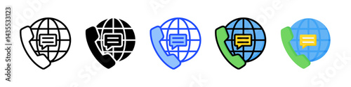 Voip Communication Icon Collection With Multiple Styles